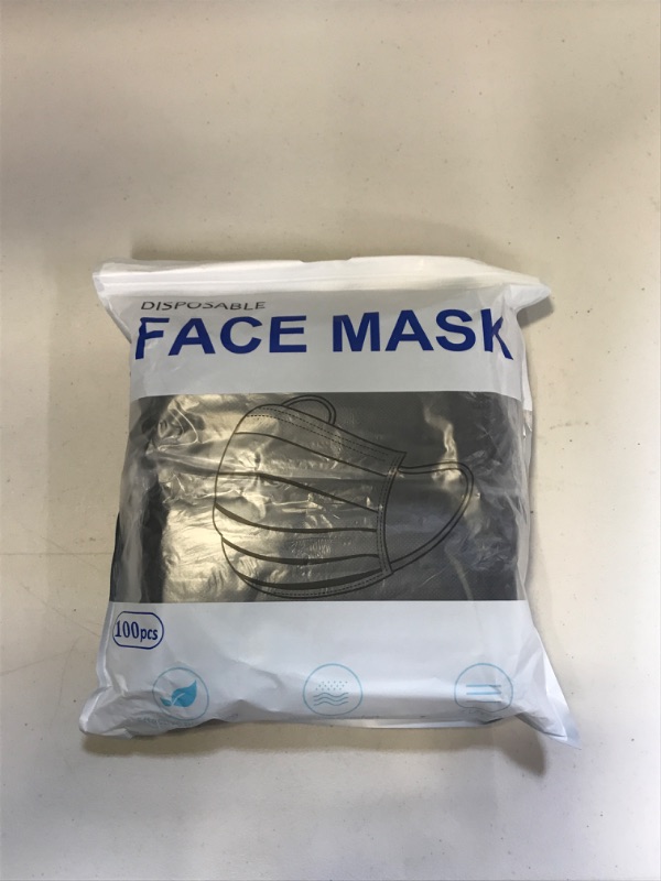 Photo 2 of 100Pcs Disposable Face Masks, Black Face Mask, 3 Ply Disposable Mask
