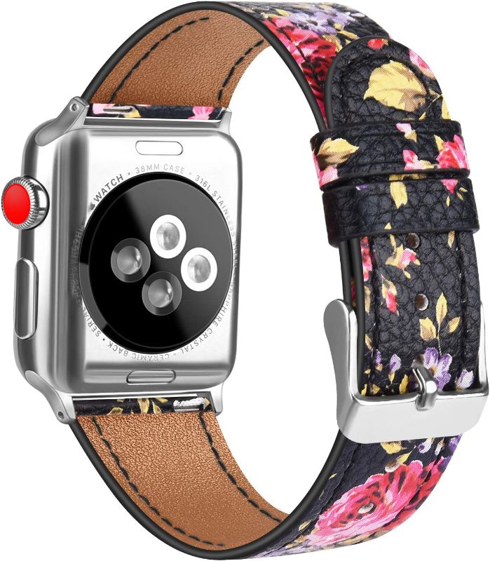 Photo 1 of 2PC Oumida Leather Band Compatible with Apple Watch Band 44mm 42mm 40mm 38mm, iWatch Bands Series SE, Series 6, Series 5, Series 4, Series 3, Series 2, Series 1 for Women Men
