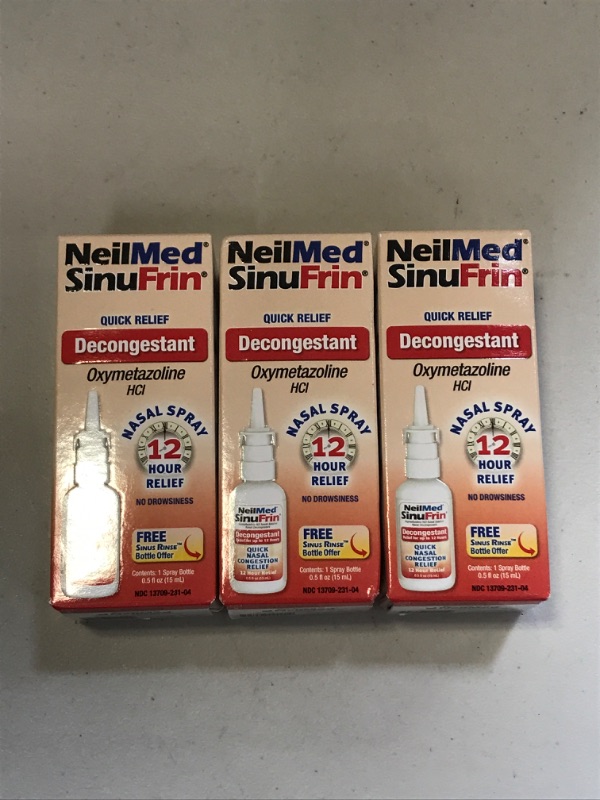 Photo 2 of 3PC NeilMed SinuFrin Decongestant 0.5 Fluid Ounce (15 mL) (packaging may vary), EXP: 02/2025
