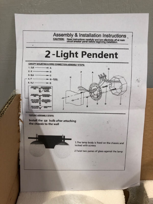 Photo 3 of 2 LIGHT PENDANT FIXTURE, ++UNABLE TO TEST ITEM++