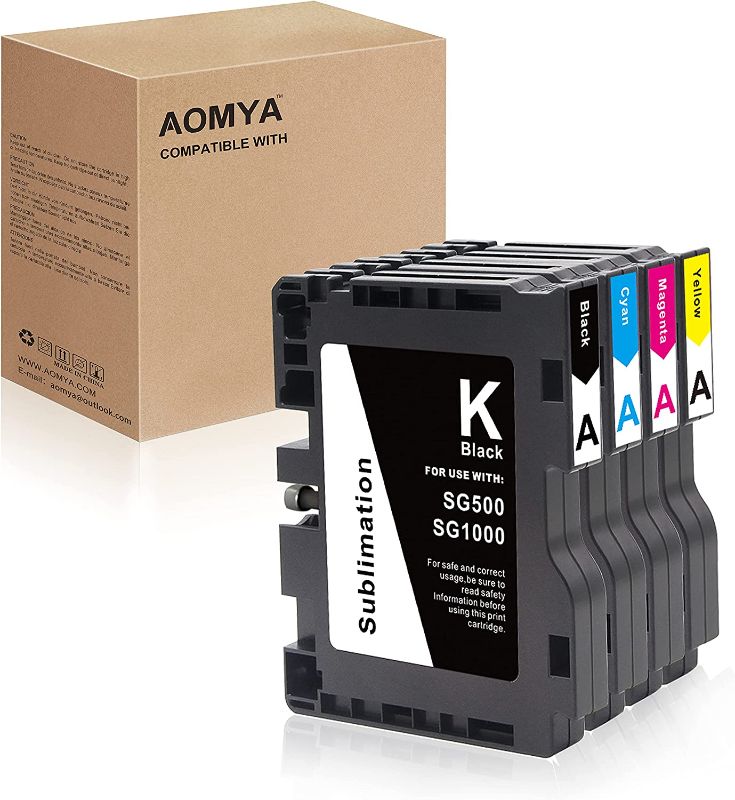 Photo 1 of Aomya Sublimation Ink A-Series 1 Set SG500 SG1000 Cartridge Compatible for Sawgrass Virtuoso SG500 SG1000 Printer (A Series 4-Pack,Black, Cyan, Magenta, Yellow) --- MISSING BLACK 