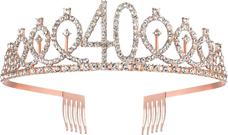 Photo 1 of 40th Birthday Sash and Tiara for Women, Rose Gold Birthday Sash Crown 40 & Fabulous Sash and Tiara for Women, 40th Birthday Gifts for Happy 40th Birthday Party Favor Supplies
