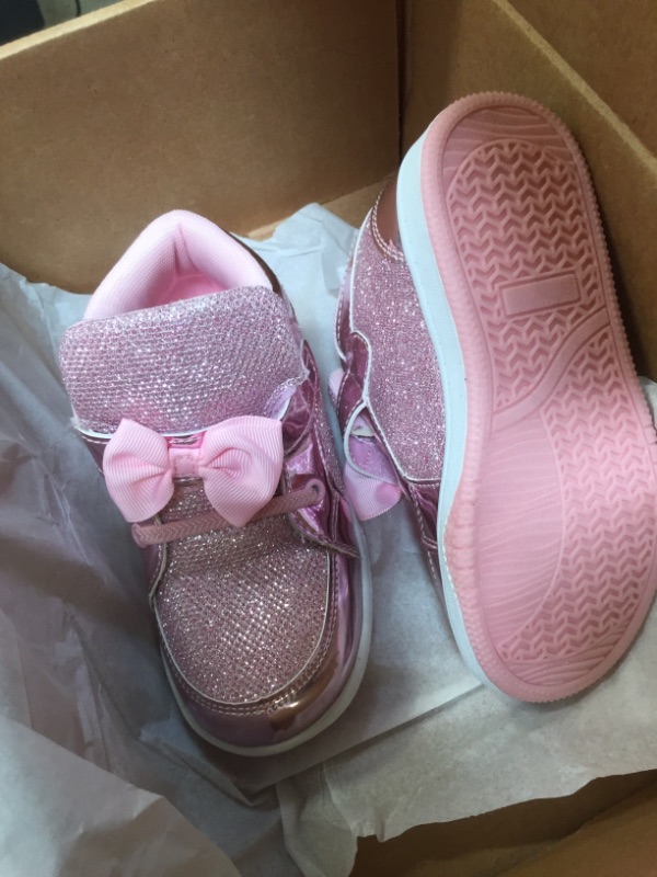 Photo 2 of YILAN Toddler Glitter Shoes Girl's Flashing Sneakers with Cute Bowknot