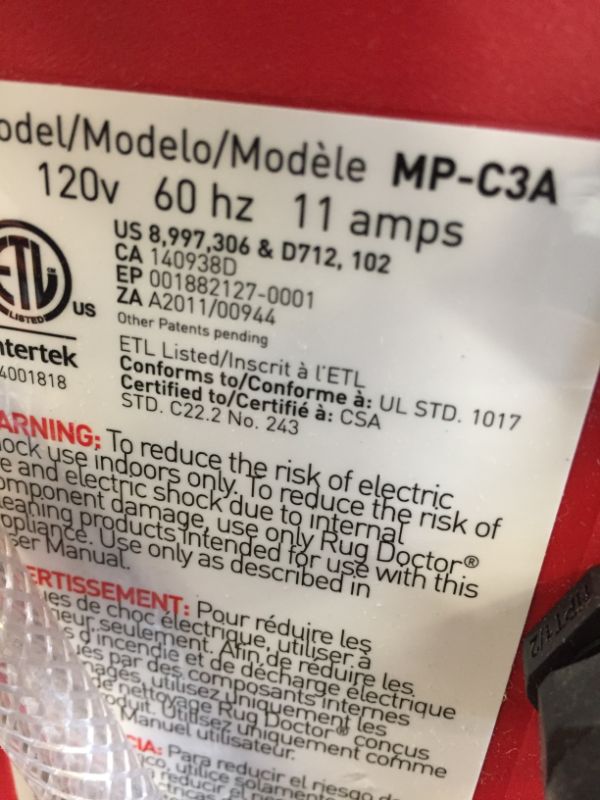 Photo 1 of Commercial Mighty Pro X3 Pet Carpet Cleaner Pack-----minor use 