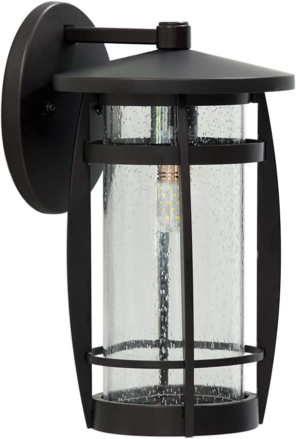 Photo 1 of Outdoor Wall Lantern, Waterproof Exterior Wall Sconce Porch Light Fixture with Seeded Glass, Anti-Rust Aluminum Outdoor Lights Wall Mount Outside House Lamps for Garage, Doorway
