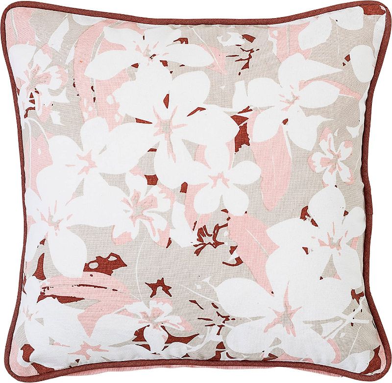 Photo 1 of Bloomingville Home Accessories Cotton Floral Pillow, Pink, 4 Piece
