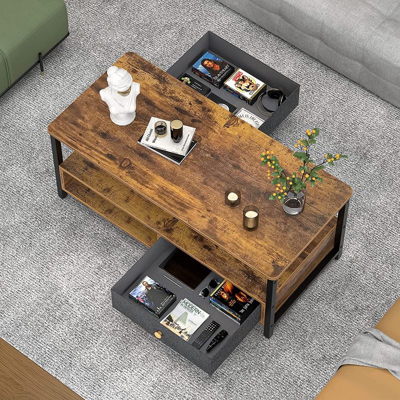 Photo 1 of 
Armocity Coffee Table with Storage Drawers, Rustic