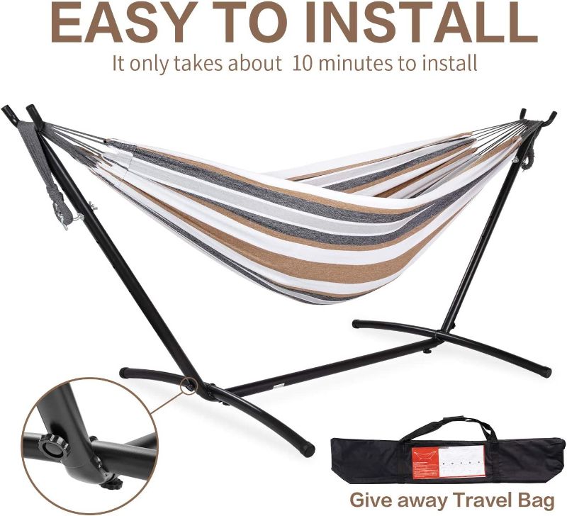 Photo 1 of Best Choice Products 2-Person Brazilian-Style Cotton Double Hammock Bed w/ Carrying Bag, Steel Stand, Sunset