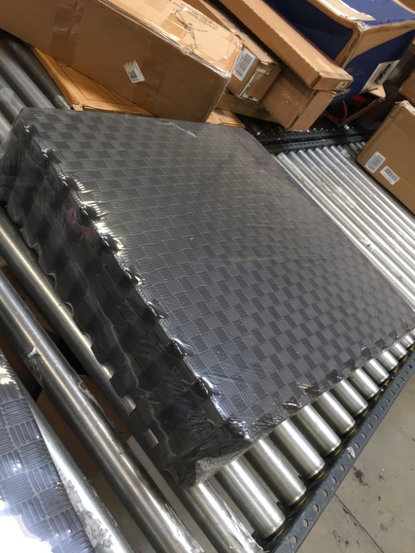 Photo 1 of 24-SQFT Dark Multi-Purpose Floor Mat Anti-Fatigue EVA Foam 6-Tile Interlocking Tile 6 PACK 