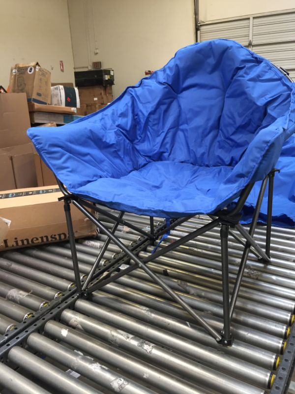 Photo 1 of ALPHA CAMP Oversized Camping Chairs Padded Moon Round Chair Saucer Recliner with Folding Cup Holder and Carry Bag
