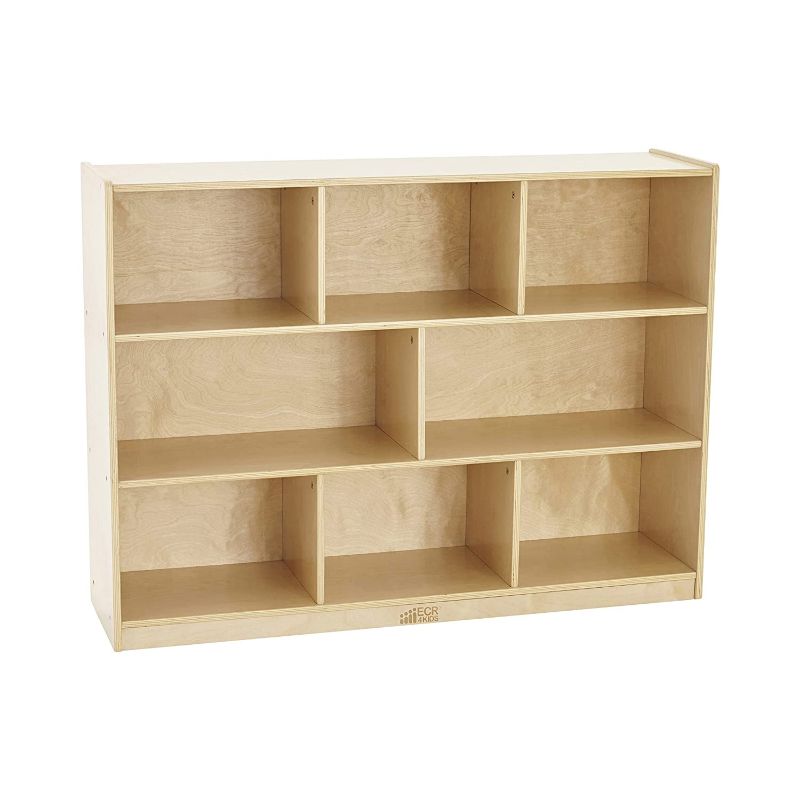 Photo 1 of ECR4Kids-ELR-0421 Birch 8-Section School Classroom Storage Cabinet with Casters, Natural, 36" H
