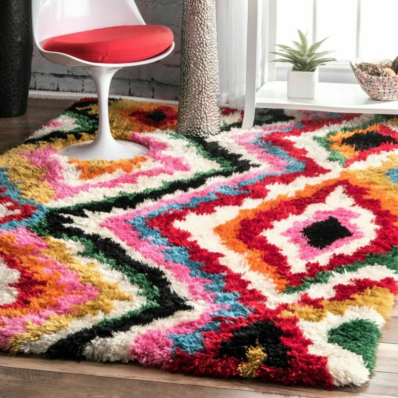 Photo 1 of Abbey Carnival Shag Multi 6 ft. x 9 ft. Area Rug
