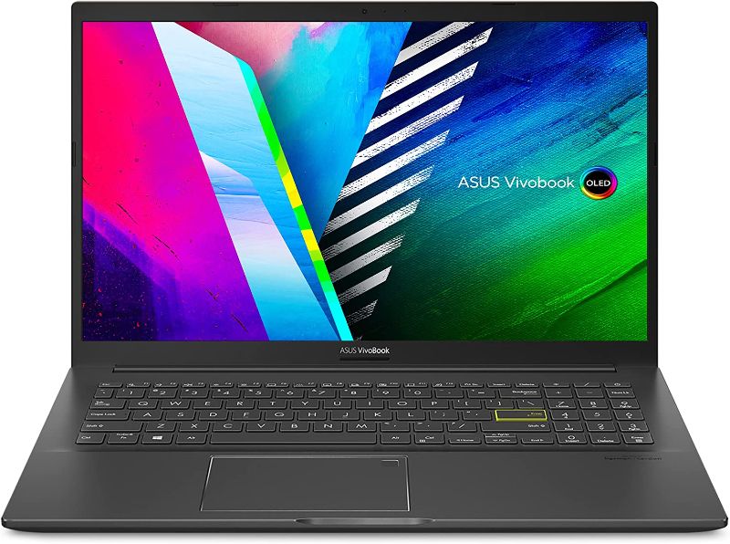 Photo 1 of ASUS VivoBook 15 OLED K513 Thin & Light Laptop, 15.6 OLED Display, Intel i5-1135G7 CPU, NVIDIA GeForce MX350 GPU, 8GB RAM, 512GB PCIe SSD, Fingerprint Reader, Windows 10 Home, Indie Black, K513EQ-PB56---------THERE IS A DENT ON TOP FROM SHIPPING ----VIEW 