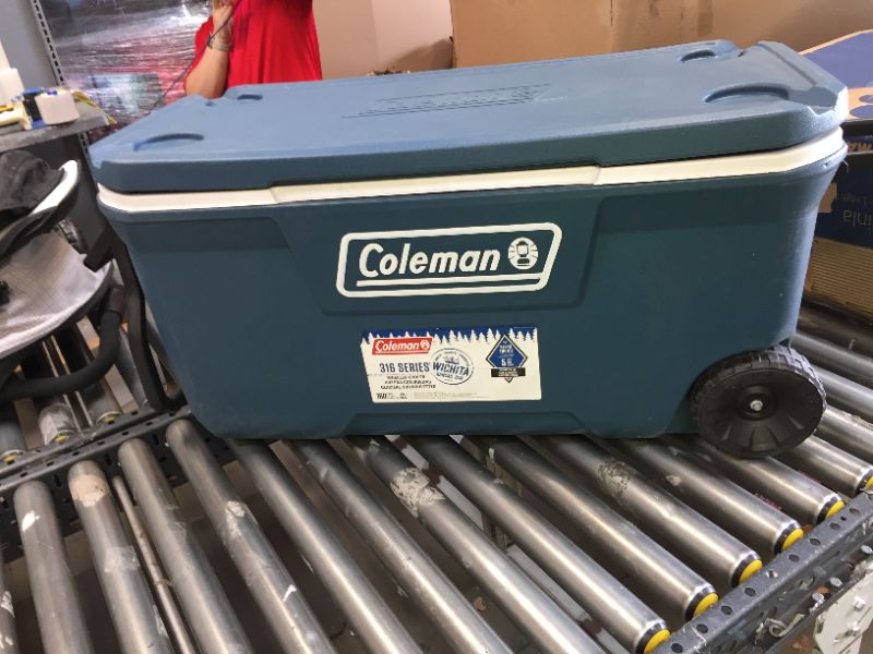 Photo 7 of Coleman Ice Chest | Coleman 316 Series Wheeled Hard Coolers---------used and missing a wheel 
