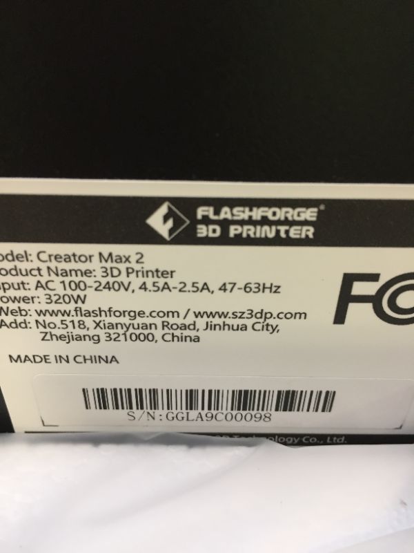 Photo 3 of FlashForge Creator Max 2 Independent Dual Extruder 3D Printer
