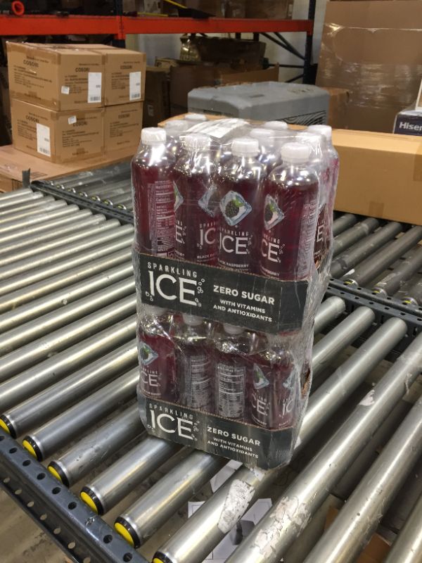 Photo 2 of 2  Sparkling ICE, Black Raspberry Sparkling Water, Zero Sugar Flavored Water, with Vitamins and Antioxidants, Low Calorie Beverage, 17 fl oz Bottles (Pack of 12)  aug/8/2022
