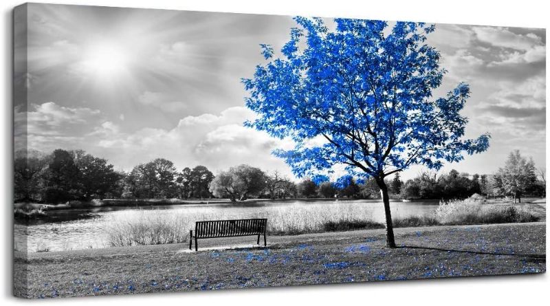 Photo 1 of Canvas Wall Art for Bedroom Black and Blue Maple Tree Canvas Art Prints Maple Forest with Leaves Wall Decor Artwork Picture 24"x48"Painting Home Decor for Living Room   --------STILL IN THE FACTORY SEALED WRAPPING 
