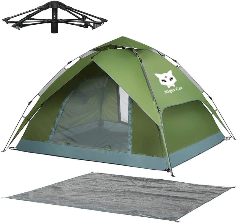 Photo 1 of Night Cat Waterproof Camping Tent for 1 2 3 4 Person with Footprint Tarp Easy Instant Pop Up Tent Automatic Hydraulic Rainproof Tent with Rain Fly------may be missing parts