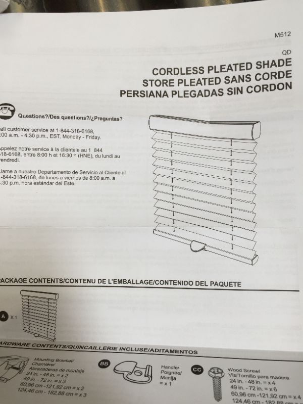 Photo 1 of 2ft Cordless pleated shade 