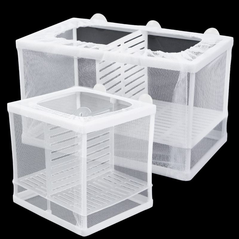 Photo 1 of YOLUFER Fish Isolation Breeding Box Fish Mesh Fish Fry Hatchery Breeder Box Separation Net with Suction Cup for Aquarium Fish Tank (2 Sizes)
