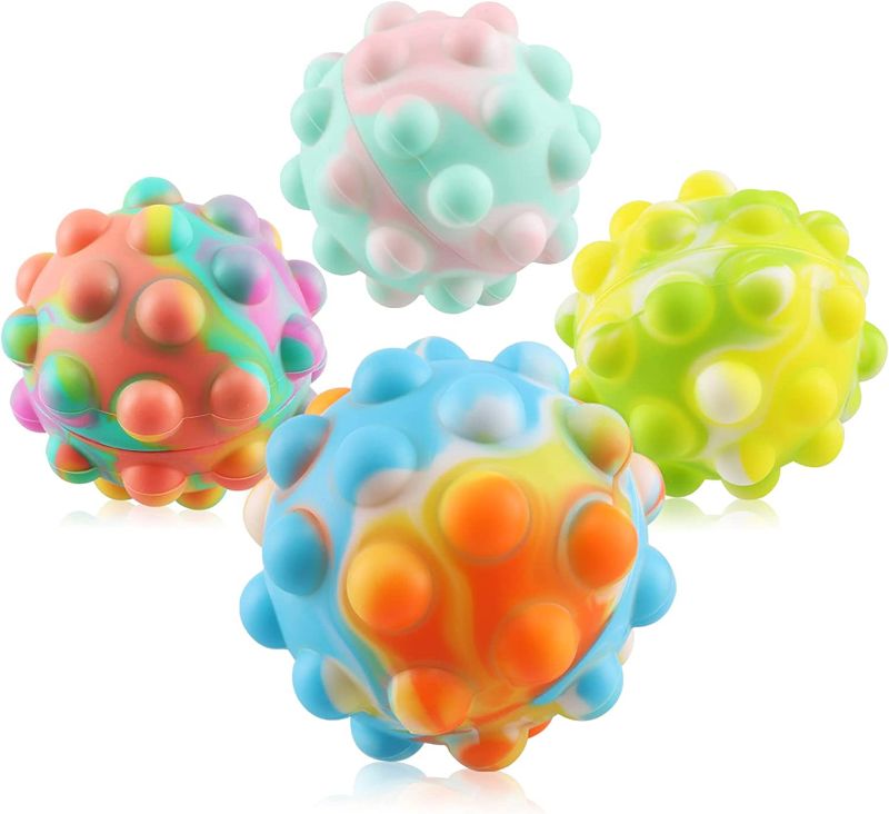 Photo 1 of 4 PCS Pop Fidget Ball Popper Its Toys, 3D Anti-Pressure Squeeze Pop Ball It Fidget Toy BPA Free Food Grade Silicone Sensory Toys Stress Balls for Kids Adults Elderly Over 1 Years
