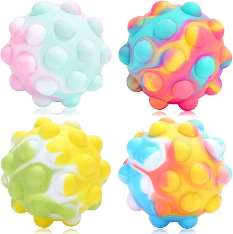 Photo 1 of 2022 Newest 4 PCS Pop It Fidget Ball Popper Toys, 3D Anti-Pressure Squeeze Popper Its Fidget Ball Stretchy Balls Anxiety Relief Toy BPA Free Food Grade Silicone Sensory Toys Balls for Kids Adults
