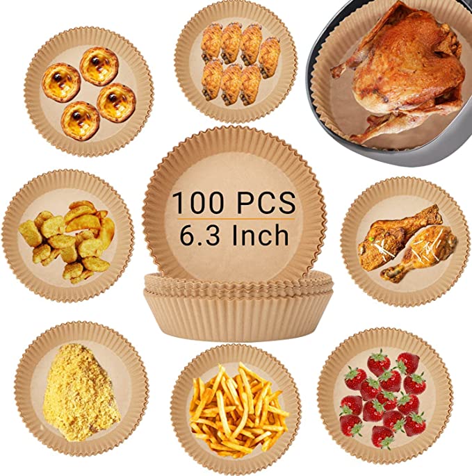 Photo 1 of 100 Pcs Air Fryer Disposable Paper Liner Round 6.3 Inch Parchment Paper For Air Fryer Non-stick Water-proof Airfryer Parchment Liners Oil-proof Parchment Paper for Baking (100 PCS)
