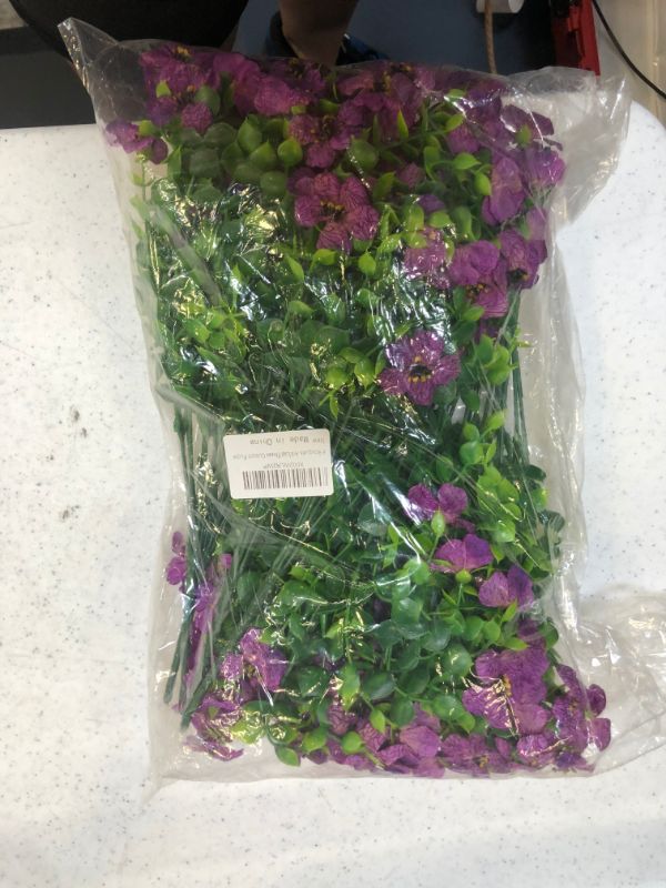 Photo 2 of 8 Bundles Artificial Violet Silk Flowers UV Resistant Non-Fading Fake Flowers Faux Flowers, Decorating for Indoor and Outdoor,Home,Shop,Garden Windows and Wedding(Purple)
