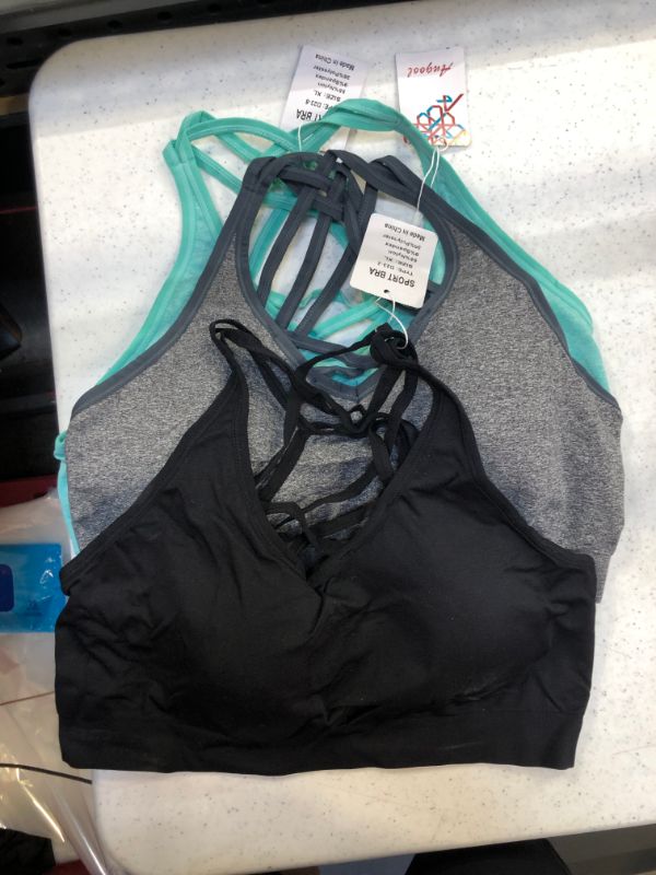 Photo 2 of ANGOOL Strappy Sports Bras for Women - Medium Support Wirefree Yoga Bra Activewear
xl