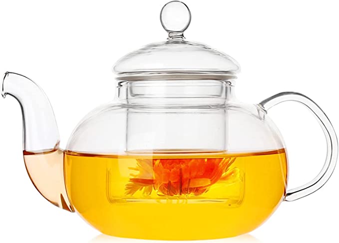 Photo 1 of 1200ml/ 40.6OZ Glass Tea Kettle Stovetop Safe,Clear Glass Teapot with Removable Infuser
