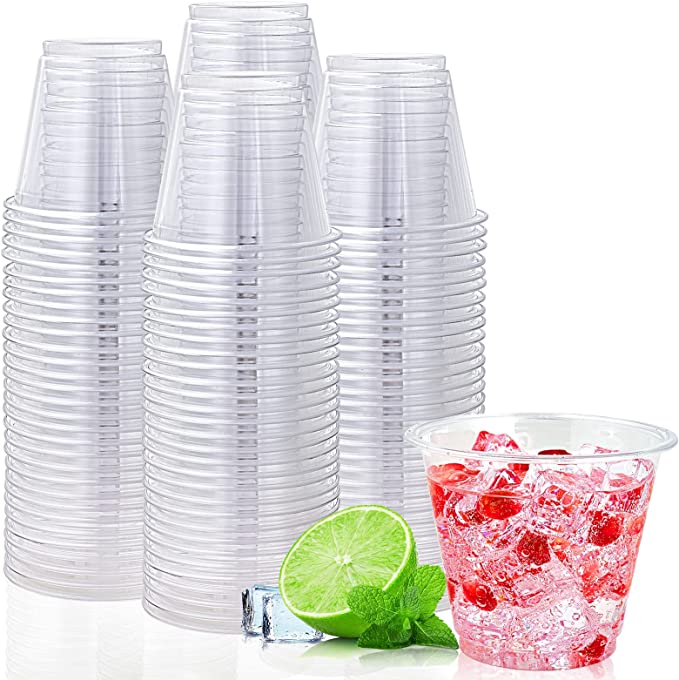 Photo 1 of 200 Pack 9 oz Clear Plastic Cups, 9 Ounce Disposable Plastic Drinking Cups, Crystal Clear PET Plastic Cups for Parties, Wedding, Christmas Day
