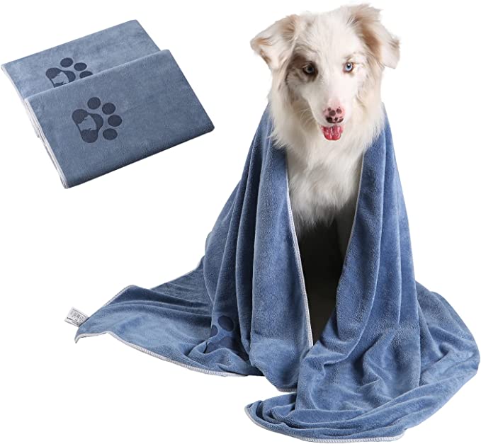 Photo 1 of 2 Pack Dog Bath Towel for Drying Dogs, Extra Large 55×27" Super Absorbent Pet Towel, Microfiber Dog Grooming Towel for Small, Medium, Large Dogs and Cats, Dog Towel Set, 140×70cm
