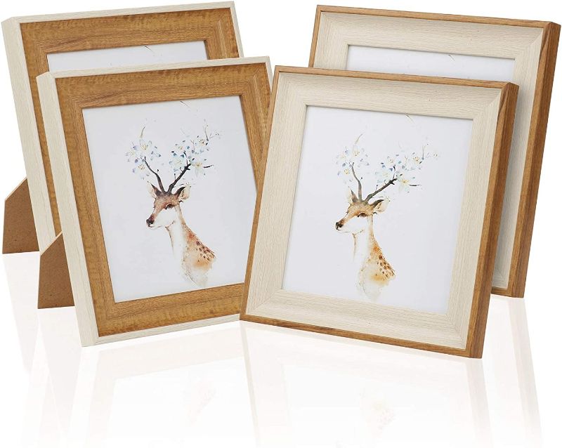 Photo 1 of 6x6 Square Picture Frames, 4 Pack Hanging And Tabletop Wood Grain Photo Frame Photo Display for Baby Pictures Weddings Portraits Christmas Gifts
