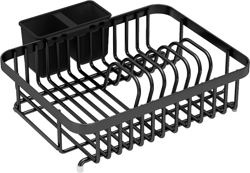 Photo 1 of 1Easylife Dish Drying Rack with Anti Rust Frame, Small Dish Drainer Rack for Kitchen Counter, Sink Dish Rack on Counter with Utensil Holder and Non-Slip Rubber Feet Rustproof for Organizer Storage