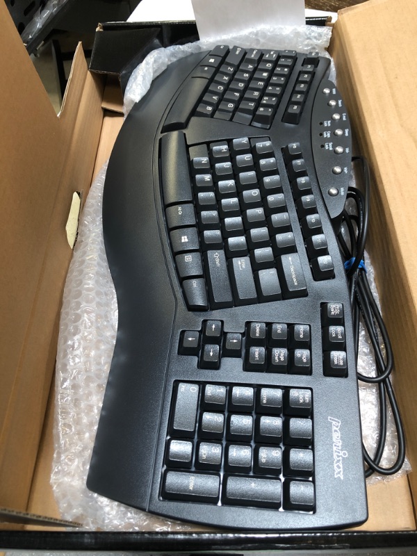 Photo 1 of Perixx Periboard-512 Ergonomic Split Keyboard - Natural Ergonomic Design - Black - Bulky Size 19.09"x9.29"x1.73"