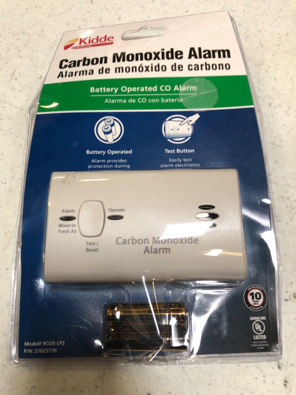 Photo 2 of Kidde Carbon Monoxide Detector, Battery Powered with LED Lights, CO Alarm