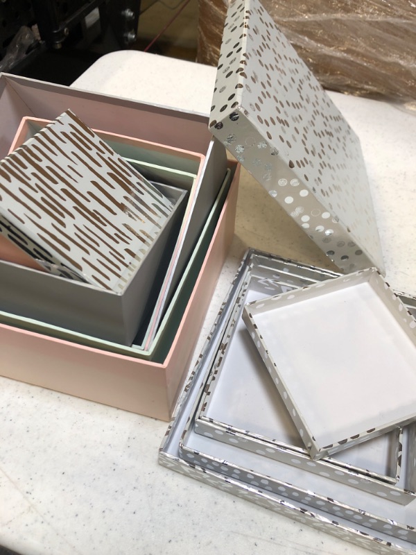 Photo 2 of Alef Elegant Decorative Themed Nesting Gift Boxes -8 Boxes- Nesting Boxes Beautifully Themed and Decorated! (Classy Lids)