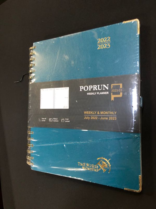 Photo 2 of POPRUN Academic Planner 2022-2023 Weekly and Monthly 8.5" x 10.5" - Planner July 2022 - June 2023 with Hourly Schedule and Vertical Weekly Layout, CUT ACROSS FRONT 