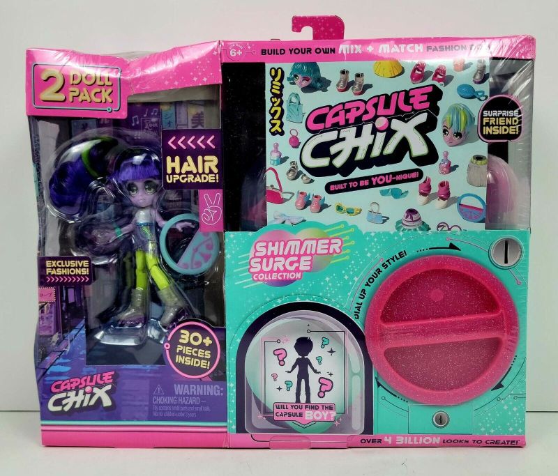 Photo 1 of Capsule Chix Shimmer Surge 4.5 inch Small Doll with Capsule Machine Unboxing and Mix and Match Fashions and Accessories 
