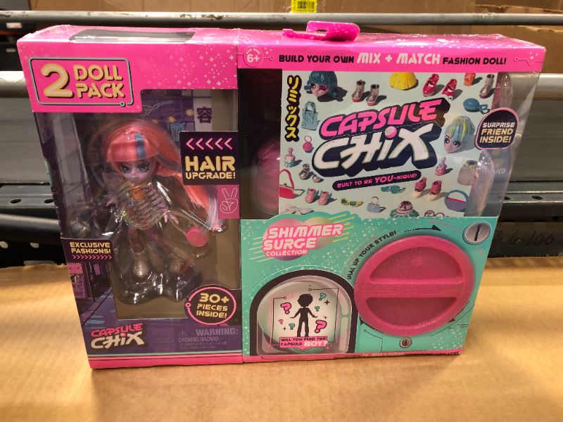 Photo 2 of Capsule Chix Shimmer Surge 4.5 inch Small Doll with Capsule Machine Unboxing and Mix and Match Fashions and Accessories 
