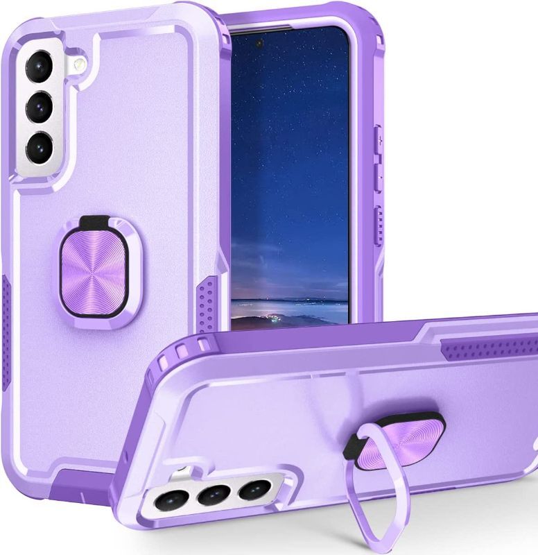 Photo 1 of S_Star Compatible with Galaxy S22 Ultra Case, Rugged Shockproof Heavy Duty Soft TPU Rubber Bumper Hybrid Protective Case [with Ring Stand] for Samsung Galaxy S22 Ultra (6.8") 2022 - purple