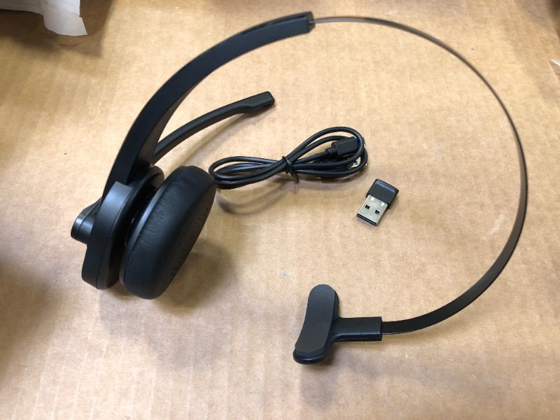 Photo 5 of Bluetooth Headset with Microphone, Mute Button, Noise Cancelling Mic, On Ear Headphone Bluetooth 5.0 34H with USB Adapter for PC, Trucker, Home, Office, Online Class, Call Center, Skype Zoom
