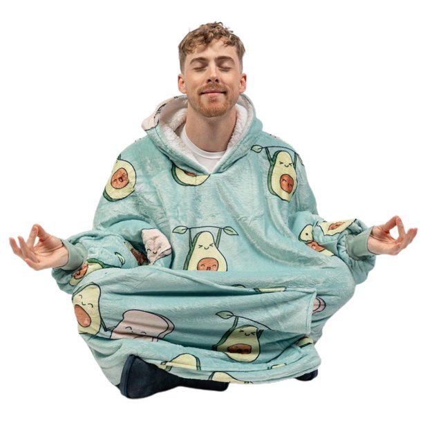 Photo 1 of Avocado Printed Flannel Blanket with Sleeves and Pocket Fashion Portable Blanket Warm Cosy TV Blanket--Tag said 29(3)