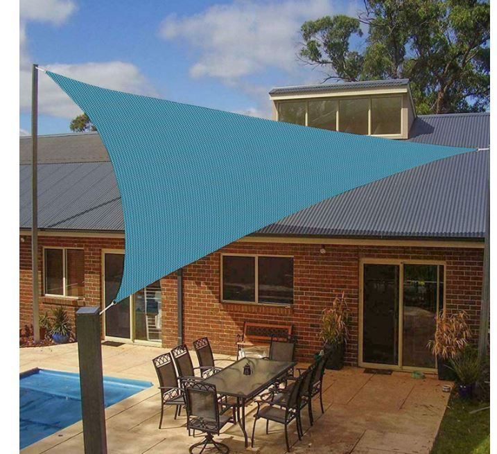 Photo 1 of 12' x 12' x 12' Triangle Sun Shade Sails Mixed Turquoise UV Block Shelter Canopy for Patio Garden Outdoor Facility and Activities