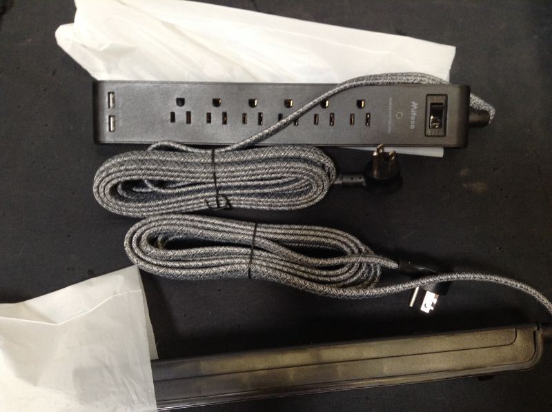 Photo 2 of 12FT Long Power Strip Surge Protector - with 6 Outlets 2 USB Ports