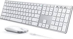 Photo 1 of Wireless Bluetooth Keyboard and Mouse Combo (USB + Dual BT), seenda Multi-Device Rechargeable Slim Keyboard and Mouse, Compatible for Win 7/8/10, MacBook Pro/Air, iPad, Tablet - White Silver
