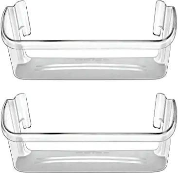 Photo 1 of 240323002 Refrigerator Door Bin Shelf Compatible with Frigidaire or Electrolux, Bottom 2 Shelves on Refrigerator Side, Clear, Double Unit, Replaces PS429725, AP2115742
