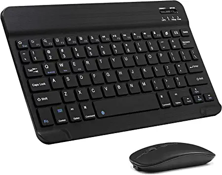 Photo 1 of Ultra-Slim Bluetooth Keyboard and Mouse Combo Rechargeable Portable Wireless Keyboard Mouse Set for Apple iPad iPhone iOS 13 and Above Samsung Tablet Phone Smartphone Android Windows (Black)
