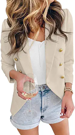 Photo 1 of Asvivid Womens Casual Pocketed Office Blazers Draped Open Front Cardigans Jacket Work Suit - MEDIUM