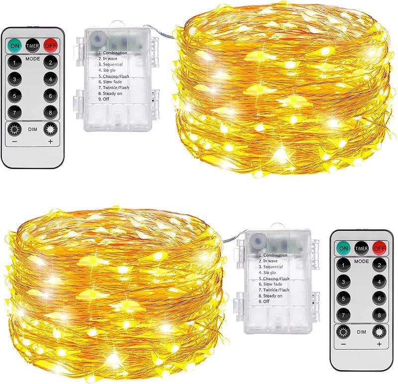 Photo 1 of KPafory Fairy Lights Battery Operated, 2 Pack 20Ft 60LEDS Twinkle Lights with Remote Control Timer Waterproof for Bedroom Party Wedding Christmas Indoor and Outdoor Decorations
